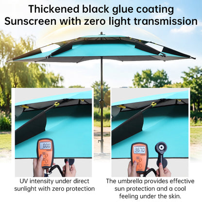 Portable Double Top Beach & Fishing Umbrella - Windproof UV Protection Outdoor Sun Shade (220cm/86.6in)