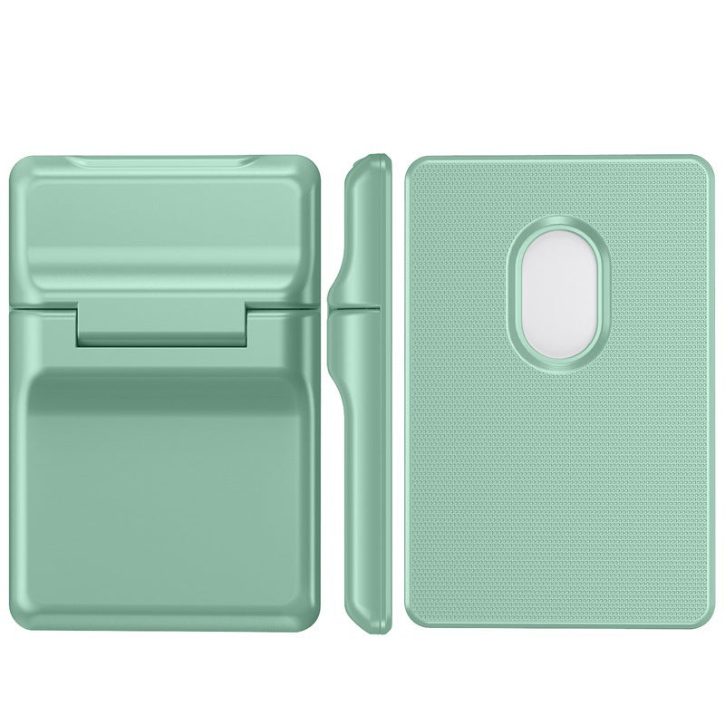 Magnetic Back Stick-On Card Wallet Pouch with Flip Stand Bracket for iPhone
