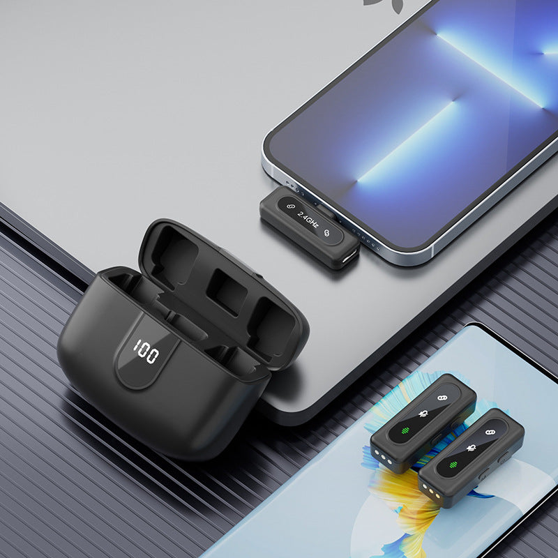 J50 Digital Display Wireless Lapel Microphone - Intelligent Noise Reduction Charging Case Mic