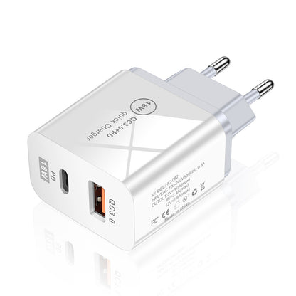 Dual-Port Fast Charging Adapter - 18W QC3.0 PD USB-A & Type-C Wall Charger