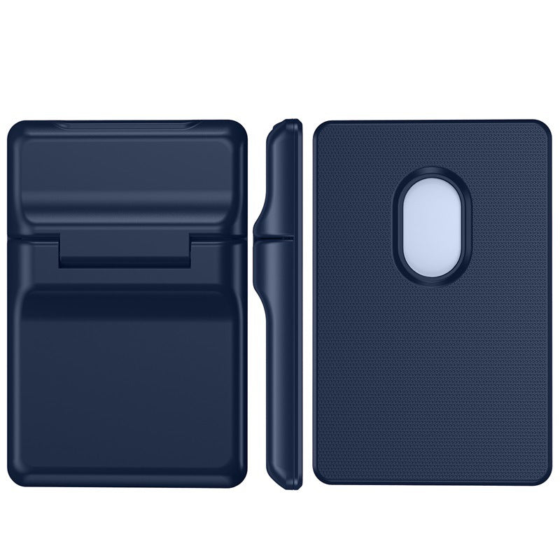 Magnetic Back Stick-On Card Wallet Pouch with Flip Stand Bracket for iPhone