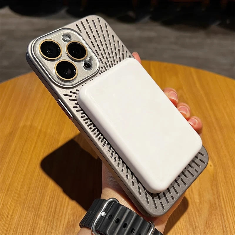 Slim Mesh Vent Cooling MagSafe iPhone Case - Shockproof Heat Dissipation Matte Back Cover
