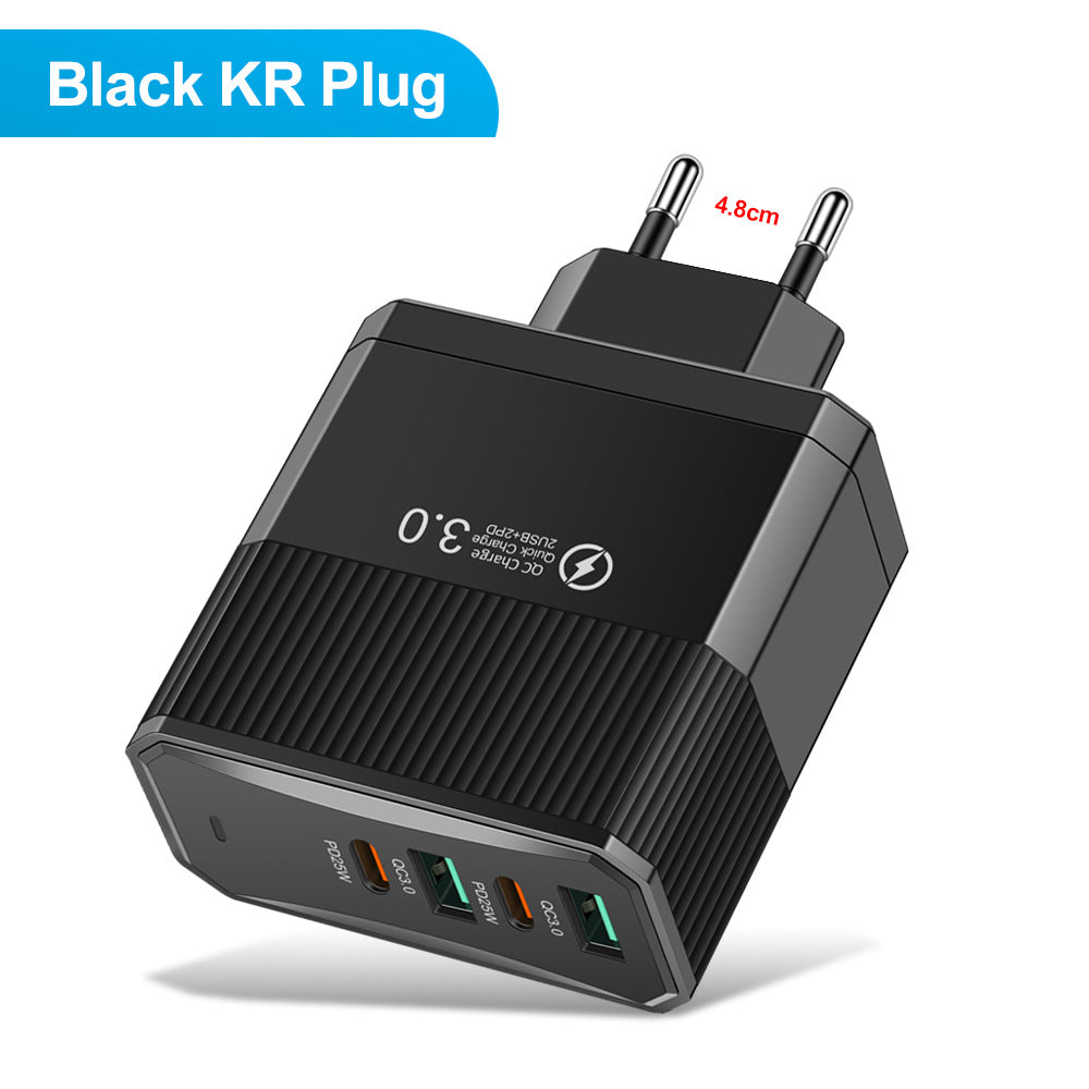 4-in-1 Fast Wall Charger - 2 USB & 2 PD Multi-Port Power Adapter for Smartphones & Tablets