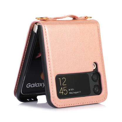 Crossbody Lanyard Leather Card Holder Case for Samsung Galaxy Z Flip 5 / Flip 4 - Fashion Purse Wallet Cover