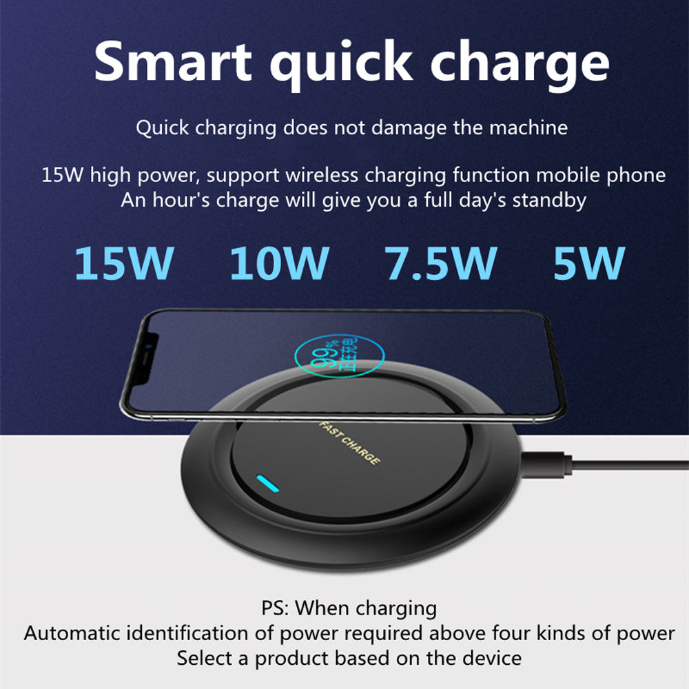 Ultra-Thin Round Desktop Wireless Charging Pad - Fast Charge Mat for iPhone, Huawei & Samsung
