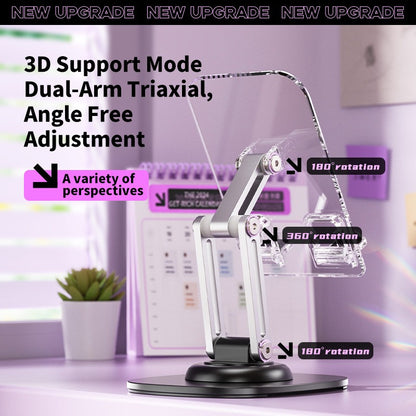 Transparent Acrylic Desktop Phone Stand - Dual-Arm Triaxial Adjustable Holder