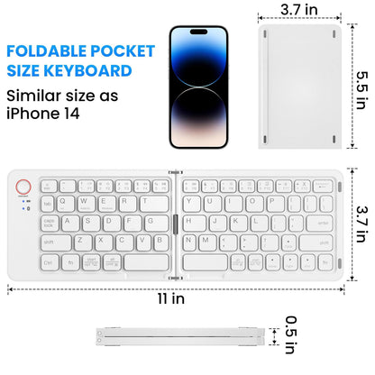 Ultra-Slim Folding Portable Bluetooth Keyboard - Dual-Mode Rechargeable Wireless Keyboard with One-Click Connection