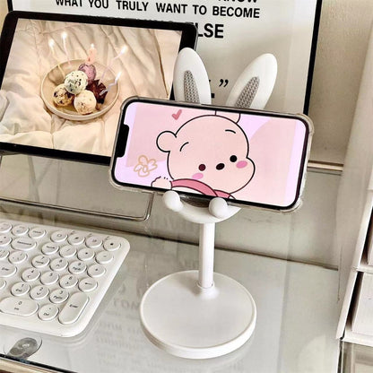 Cute Bunny Rabbit Desktop Phone Stand - Adjustable Height Mobile & Tablet Holder