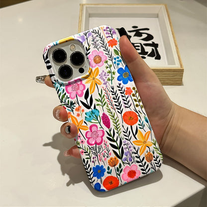 Vibrant Colorful Floral Pattern Hard Phone Case for iPhone 16 15 14 13 Series
