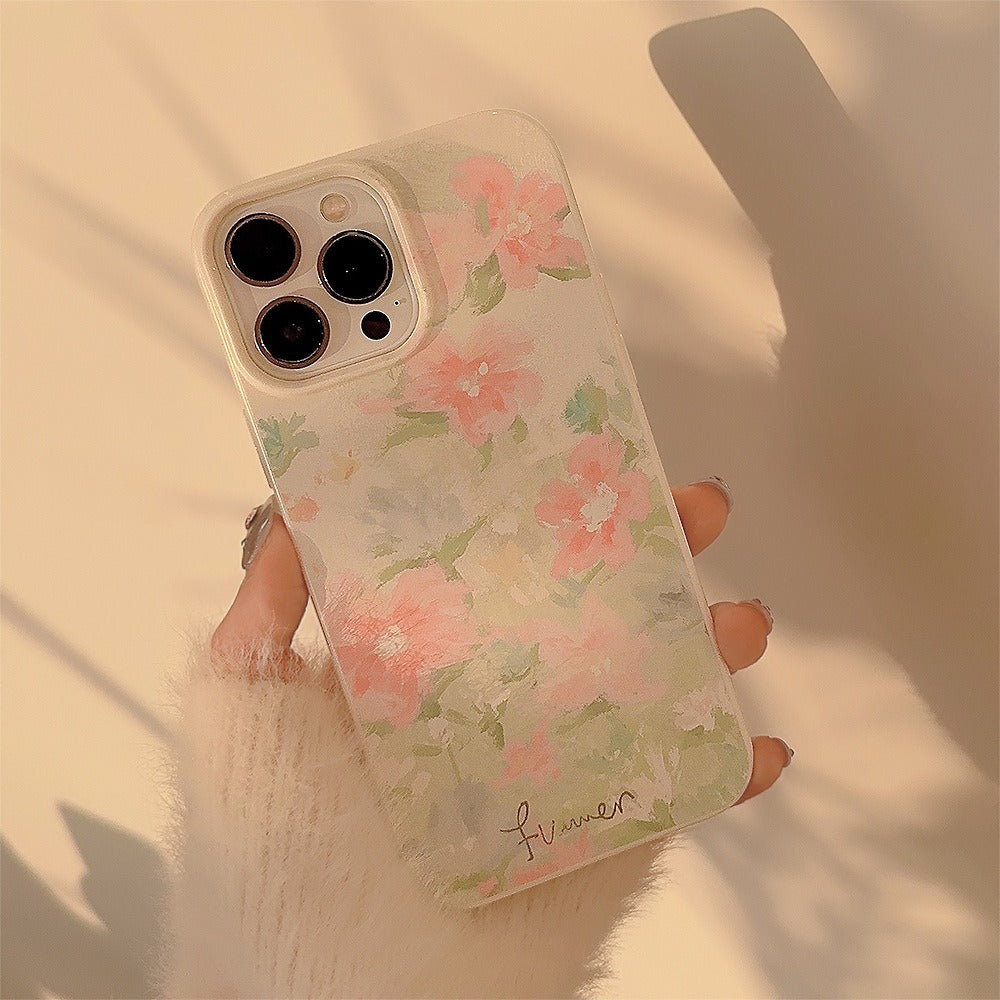 Floral Oil Painting Art Phone Case for iPhone 15 14 13 Pro Max - Aesthetic Soft Silicone Cover