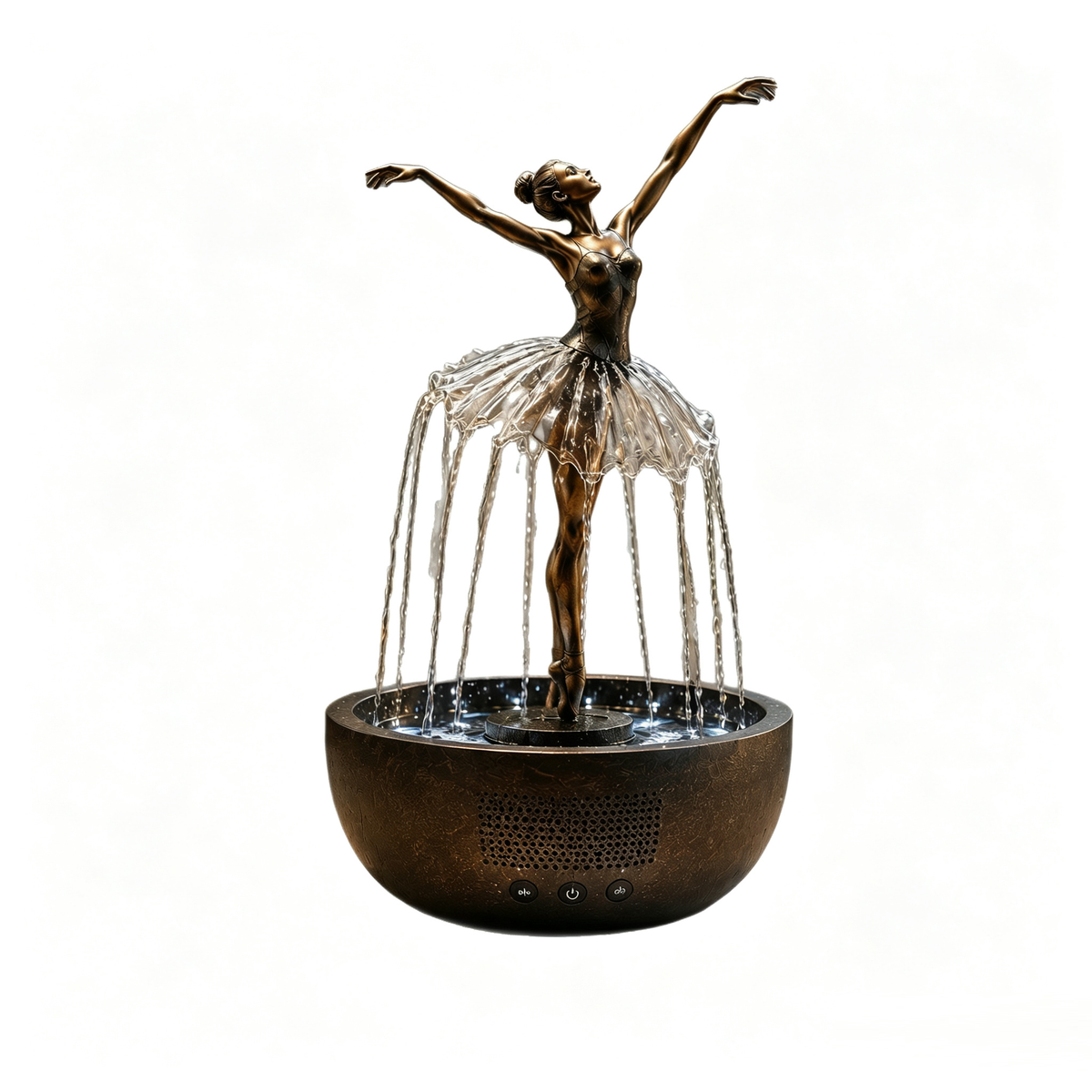 Ballerina Waterfall Bluetooth Speaker Fountain - Decorative Water Fountain with Wireless Speaker & LED Lights