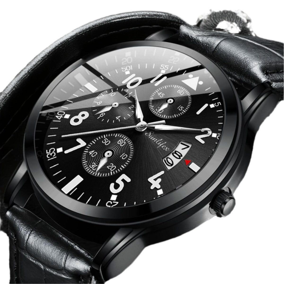 Waterproof Analog Men's Watch (Student/Casual) with Black Dial and Leather Band