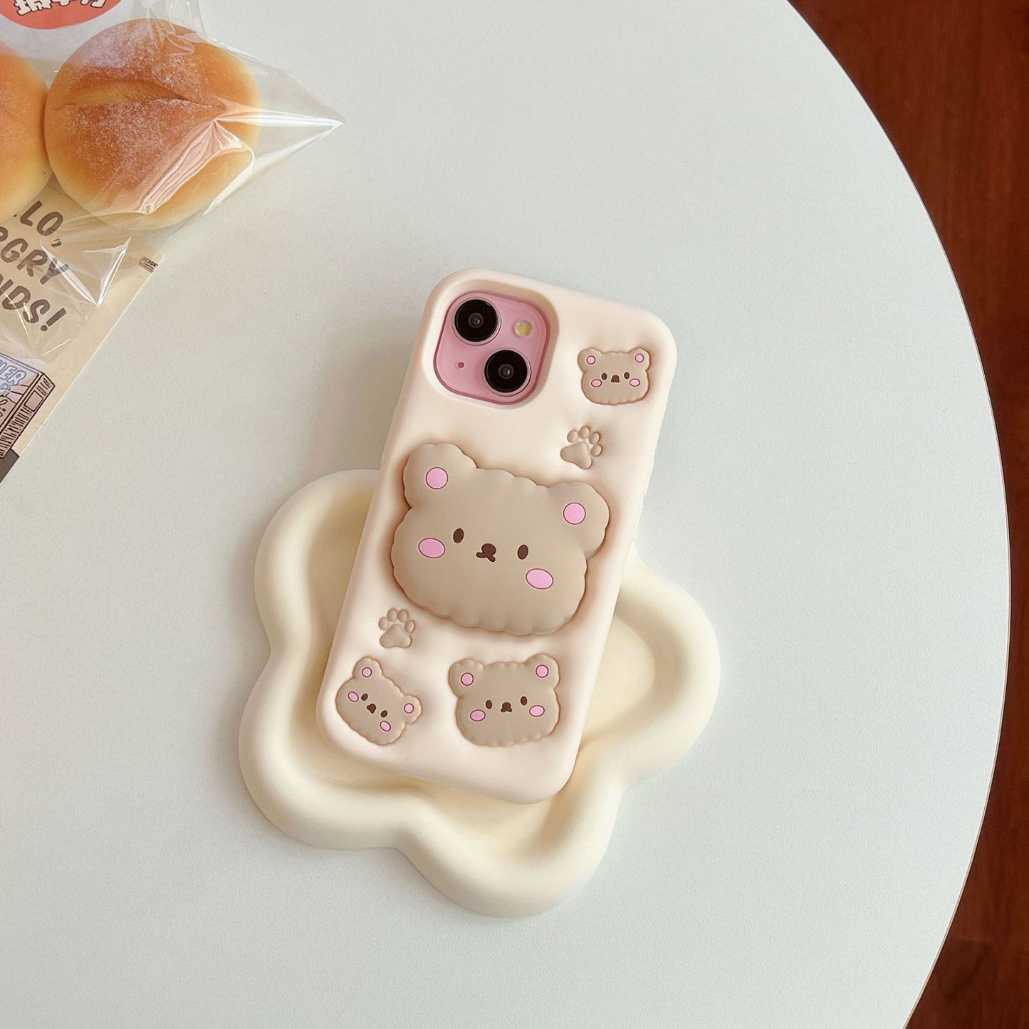 Kawaii Pink Piggy Soft Silicone Phone Case with Stand - Cute Protective Cover for iPhone 16 15 Pro Max