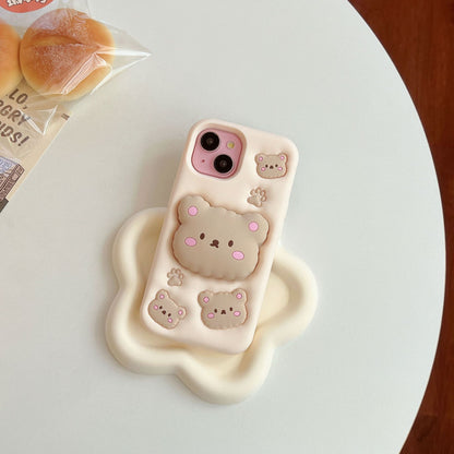 Kawaii Pink Piggy Soft Silicone Phone Case with Stand - Cute Protective Cover for iPhone 16 15 Pro Max