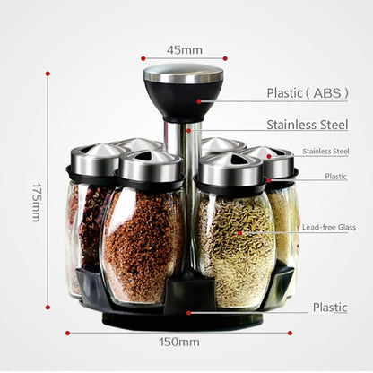 ASLESY Rotating Spice Rack Set with Cruet Condiment Seasoning Jars