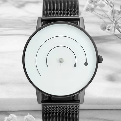 Trendy Pointerless Concept Watch with Stainless Steel Mesh Strap