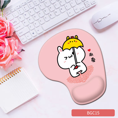 Cute Bunny Silicone Wrist Rest Mouse Pad - Soft Ergonomic Non-Slip Hand Support Pad for Gaming
