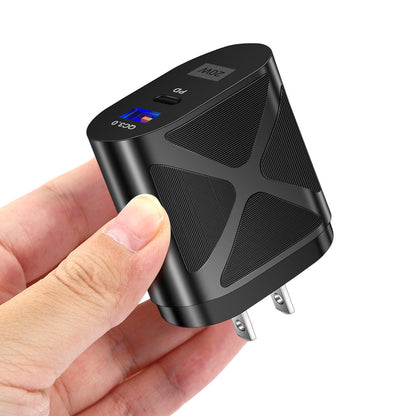 20W PD & QC3.0 Dual-Port Fast Wall Charger - LED Luminous Mobile Phone Charging Head