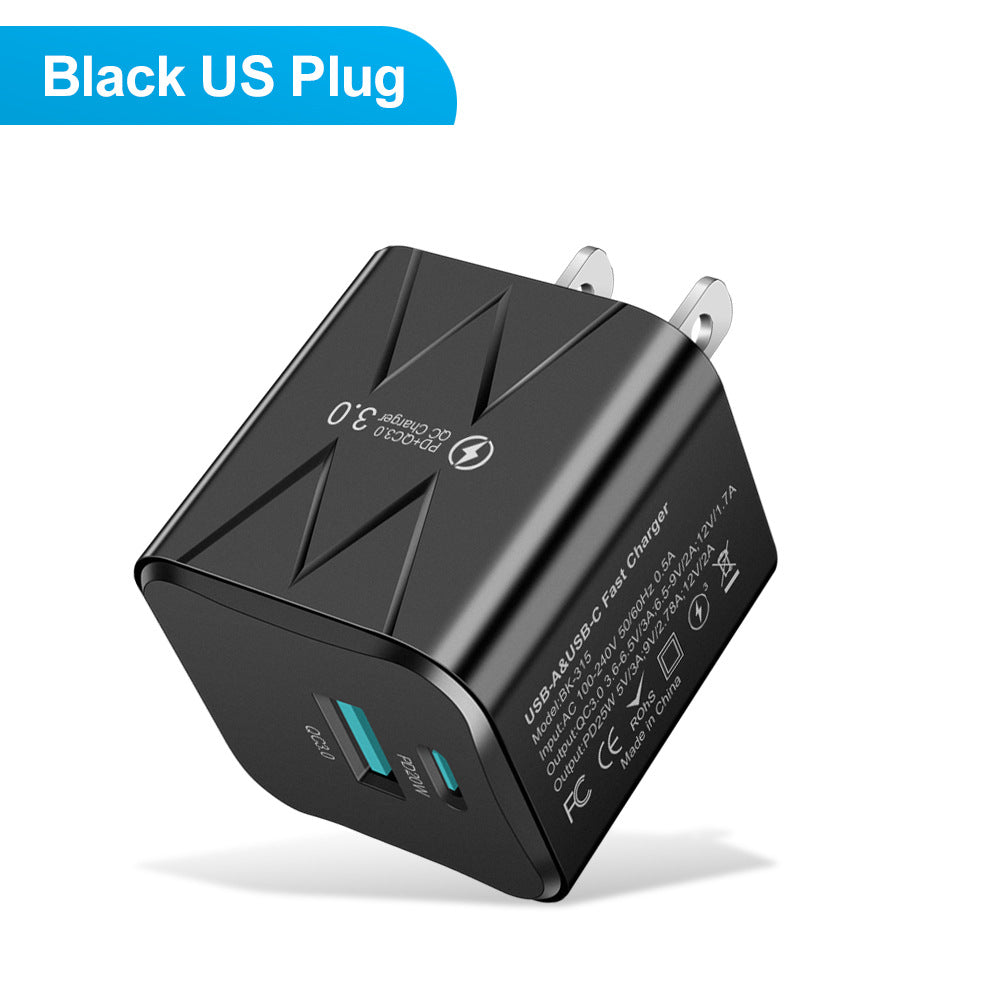 Dual-Port USB & PD Fast Wall Charger - Intelligent Shunt Super Fast Charging Power Adapter