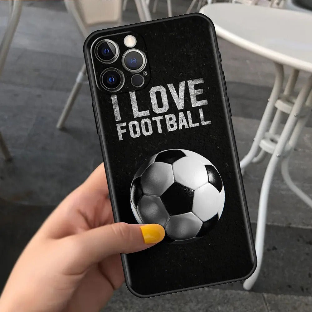 Football Soccer Pattern Soft TPU Phone Case - Sports Graphic Protective Cover for iPhone 15 14 13 Pro Max