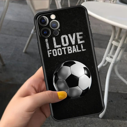 Football Soccer Pattern Soft TPU Phone Case - Sports Graphic Protective Cover for iPhone 15 14 13 Pro Max