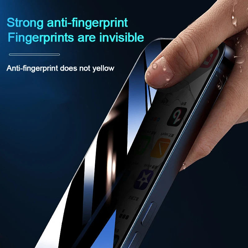 9H Hardness Anti-Spy Privacy Tempered Glass Screen Protector for iPhone 15 14 13 12 11 Pro Max - Full Cover Film