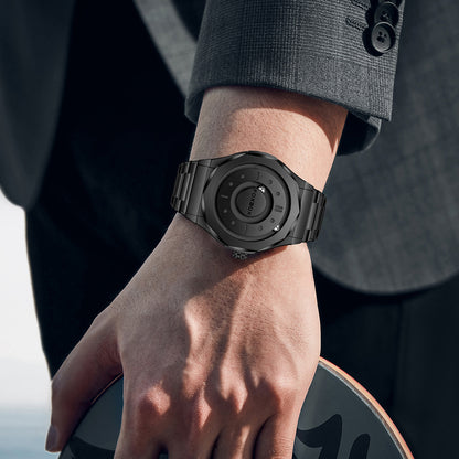 FOXBOX Men's High-Tech Magnetic Levitation Concept Watch (All Black)