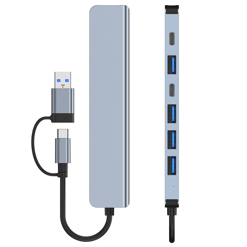 7-in-1 USB & Type-C Dual Interface Hub - Multifunctional USB Splitter and Card Reader Adapter for Laptops