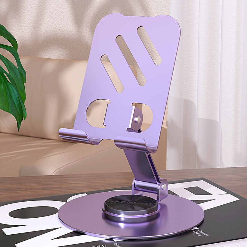360 Rotating Aluminum Alloy Desktop Phone Stand - Foldable Metal Stand Holder for Smartphones & Tablets