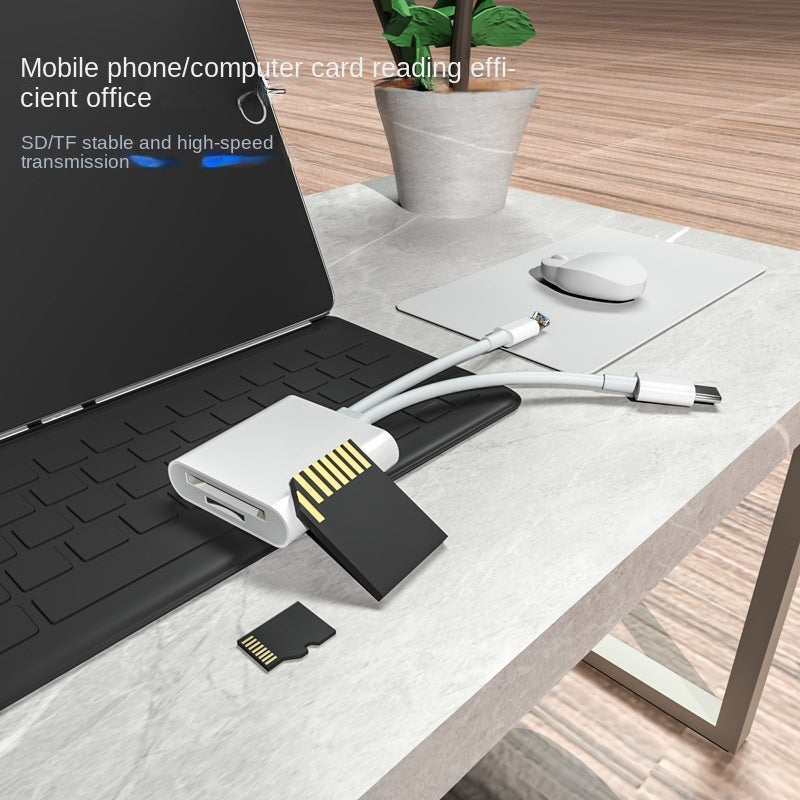 Universal Multi-Function Card Reader - Dual Connector OTG Card Reader for Apple Lightning & Type-C Phones