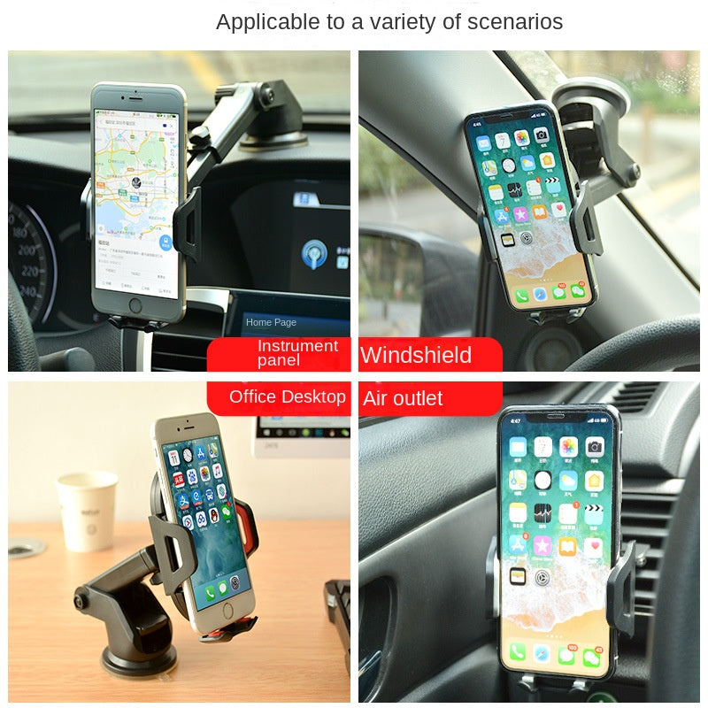 Telescopic Long Arm Car Phone Holder - Suction Cup Mount for Dashboard & Windshield