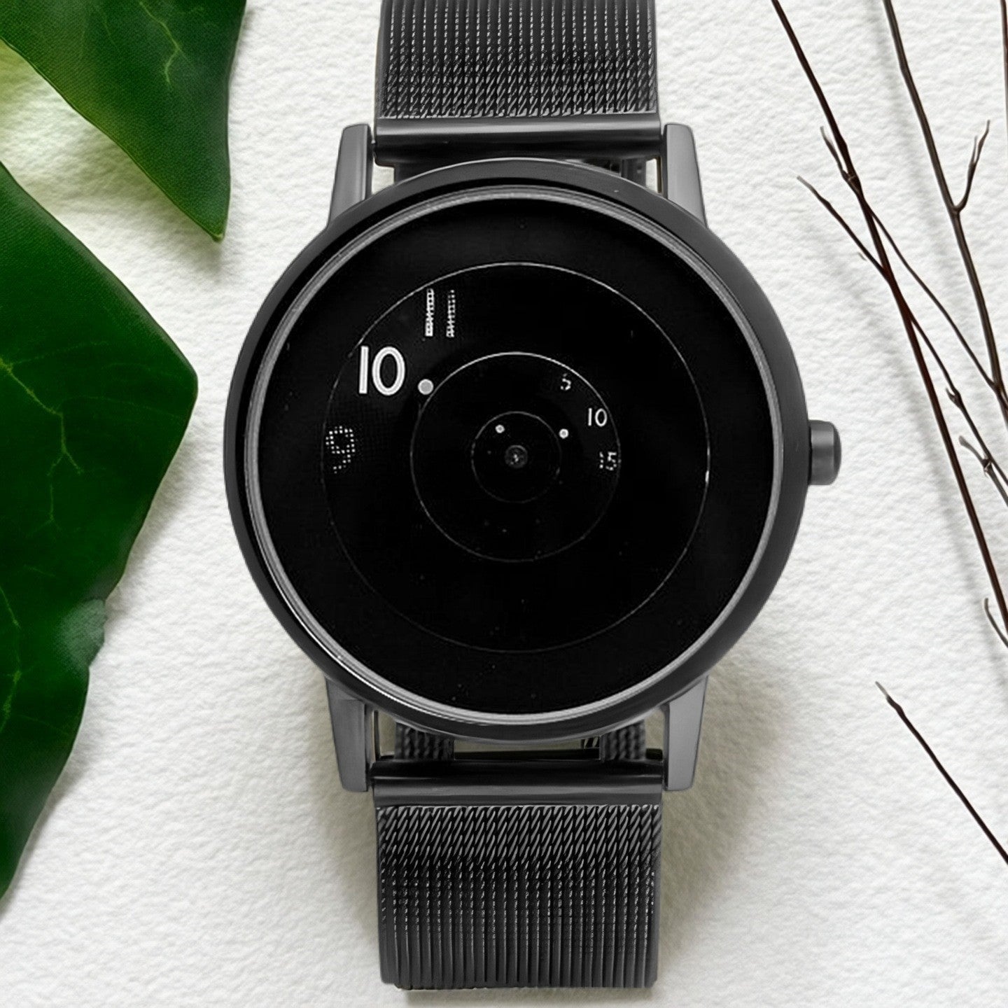 Trendy Pointerless Concept Watch with Stainless Steel Mesh Strap
