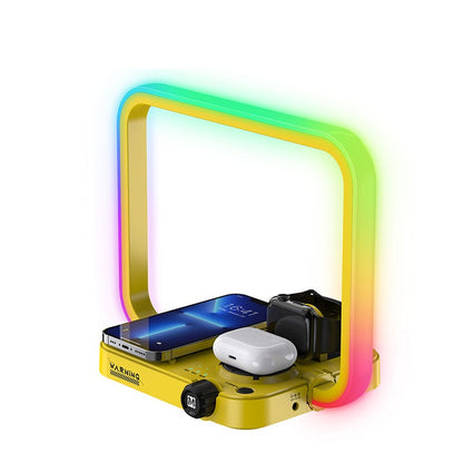 3-in-1 RGB Atmosphere Light Wireless Charging Station for Phone, AirPods & Watch - Modern LED Desk Lamp Dock