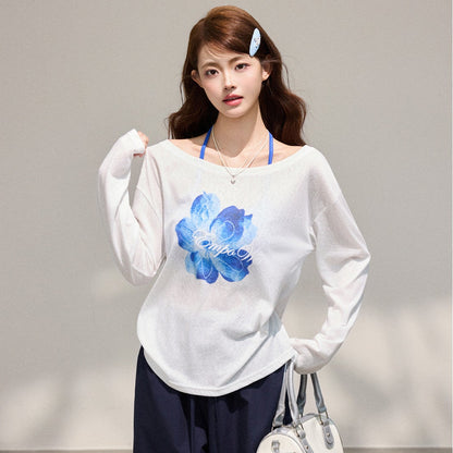 Women's 2-Piece Floral Print Long Sleeve Cardigan & Off-Shoulder Top Set
