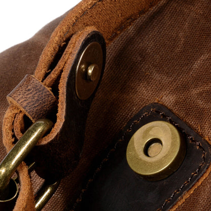 Men's Vintage Oil Wax Canvas & Leather Backpack - Retro Travel Computer Bag