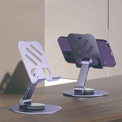 360 Rotating Aluminum Alloy Desktop Phone Stand - Foldable Metal Stand Holder for Smartphones & Tablets