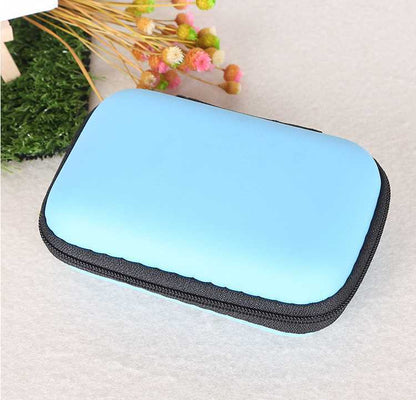 Hard EVA Portable Travel Storage Case for Earphone, Data Cable & Hard Drive - Zipper Pouch Box