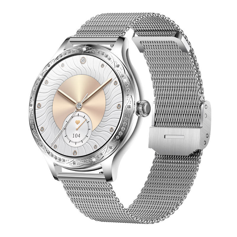 AK60 Women's Smart Watch - HD Calling Luxury Smartwatch with Rhinestone Strap, Heart Rate & Blood Pressure Monitor