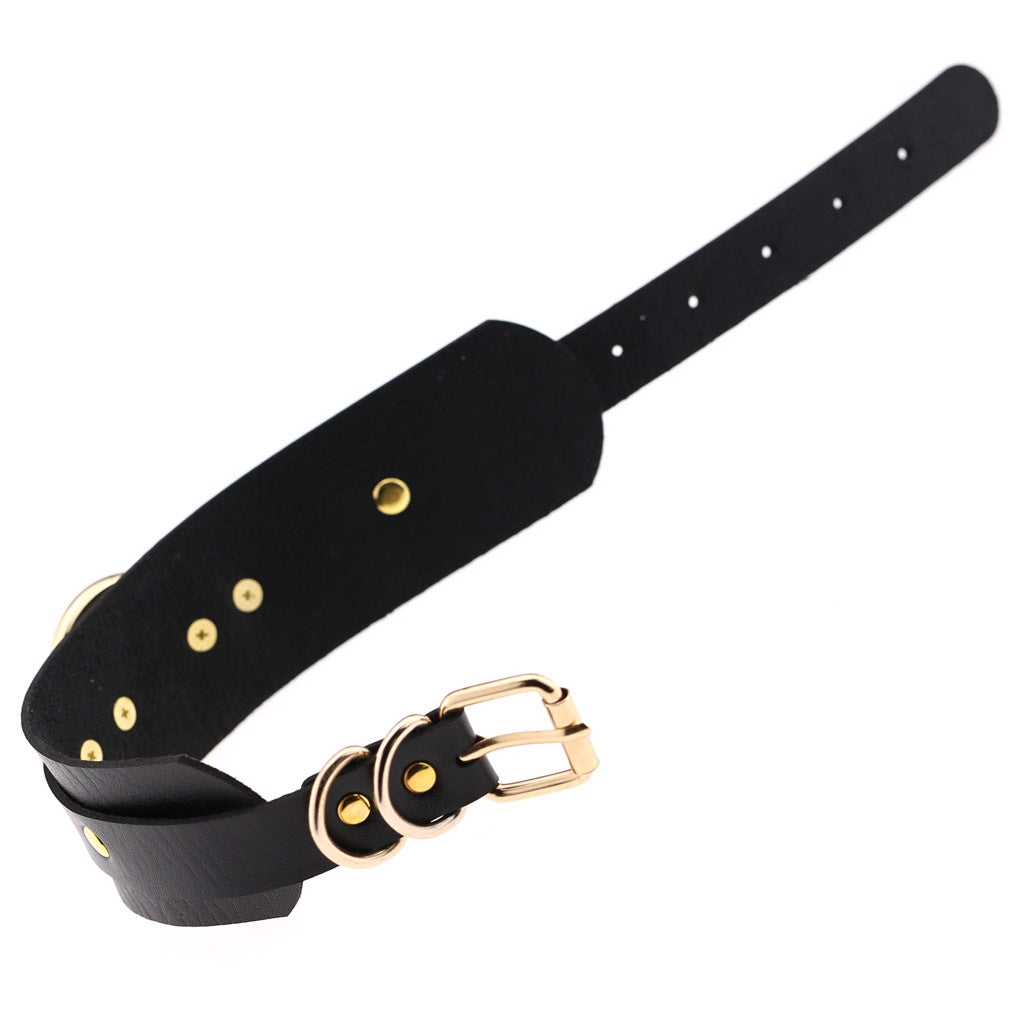 Punk PU Leather Choker Necklace with Oversized O-Ring Pendant | Multi-Color Collar Chain