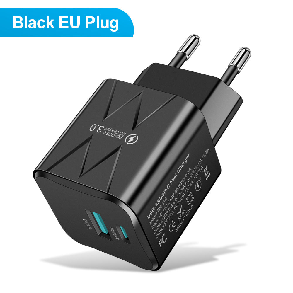 Dual-Port USB & PD Fast Wall Charger - Intelligent Shunt Super Fast Charging Power Adapter