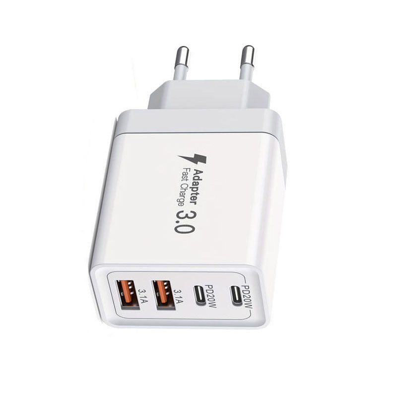 40W 4-Port USB Fast Charger Wall Adapter - Dual PD 20W Type C & Dual USB Quick Charging Plug