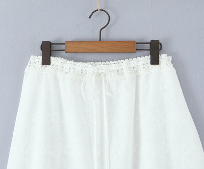 Women's Chic Lace Patchwork Maxi Skirt - Graceful White Summer Bottoms