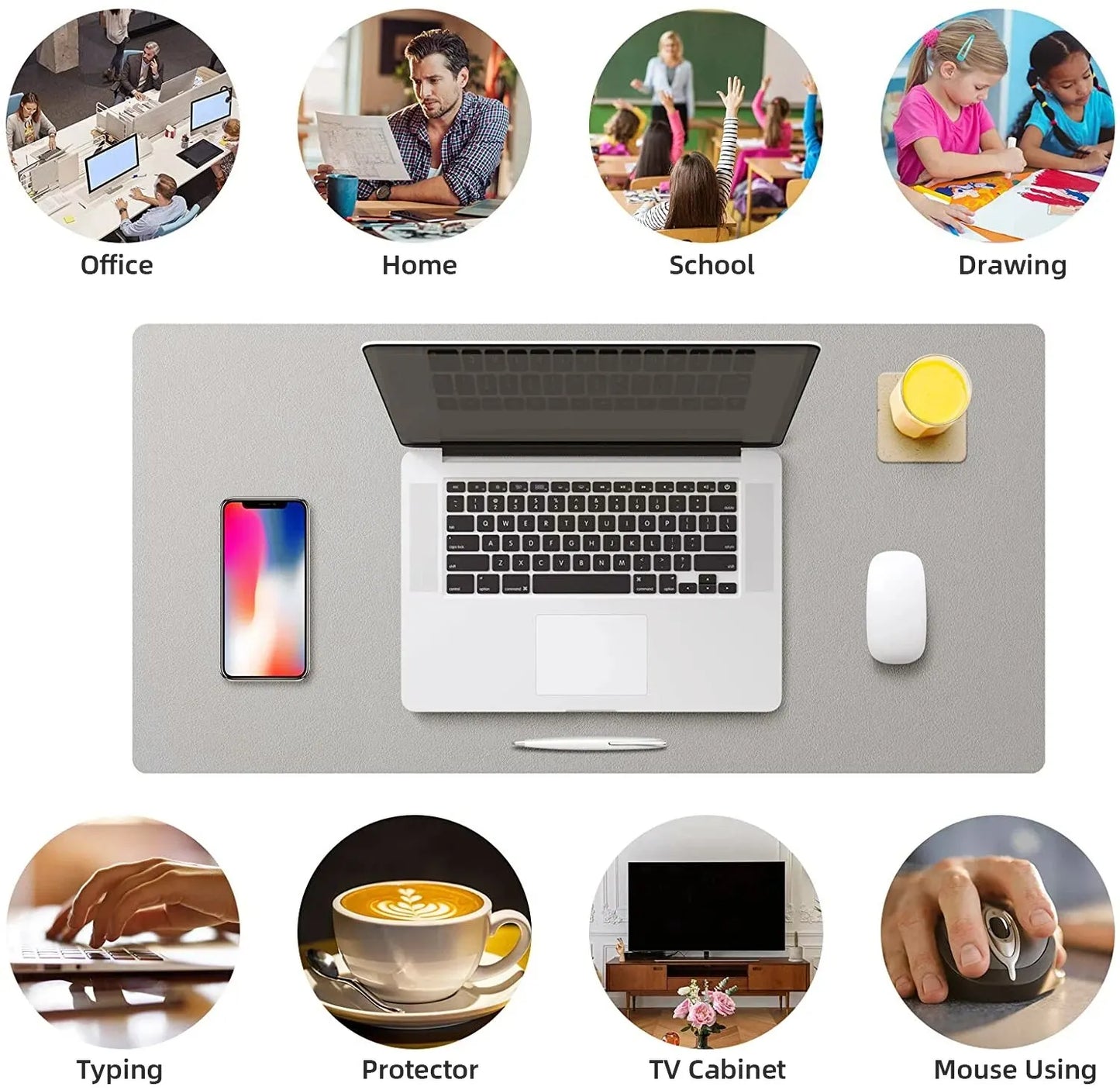 Large PU Leather Office Desk Protector Mat - Waterproof Mouse Pad & Keyboard Desk Mat for Gaming