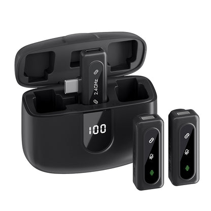 J50 Digital Display Wireless Lapel Microphone - Intelligent Noise Reduction Charging Case Mic