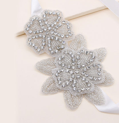 White Crystal Beaded Wedding Bolero / Rhinestone Tassel Shoulder Wrap Applique for Bridal Gown or Evening Dress