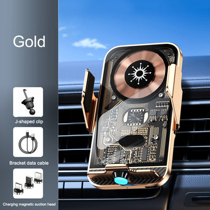 C11 Cyberpunk Transparent Wireless Car Charger Mount - Infrared Auto-Clamping Phone Holder