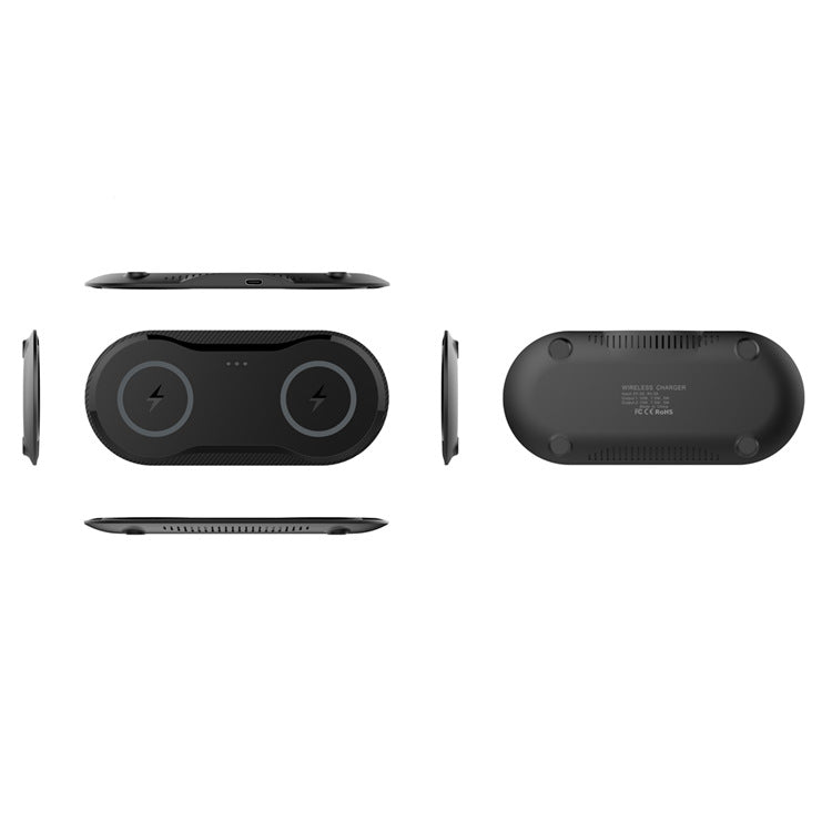 Dual 2-in-1 Fast Wireless Charger Pad 10W for Two Phones / AirPods - Double Charging Mat
