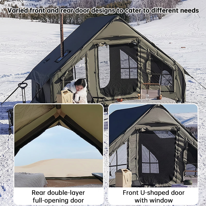 Outdoor Inflatable Air Tent with Extension Canopy - Breathable Mesh House Tent with Air Pump
