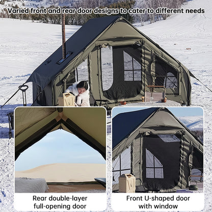 Outdoor Inflatable Air Tent with Extension Canopy - Breathable Mesh House Tent with Air Pump