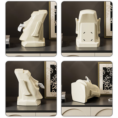 Creative Easter Island Statue Tissue Box - Multifunctional Living Room and Desk Headphone Stand Holder